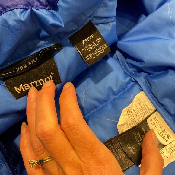 Marmot 700 Fill Duck Down Insulation Blue Puffy Puffer Vest XS - Picture 3 of 17